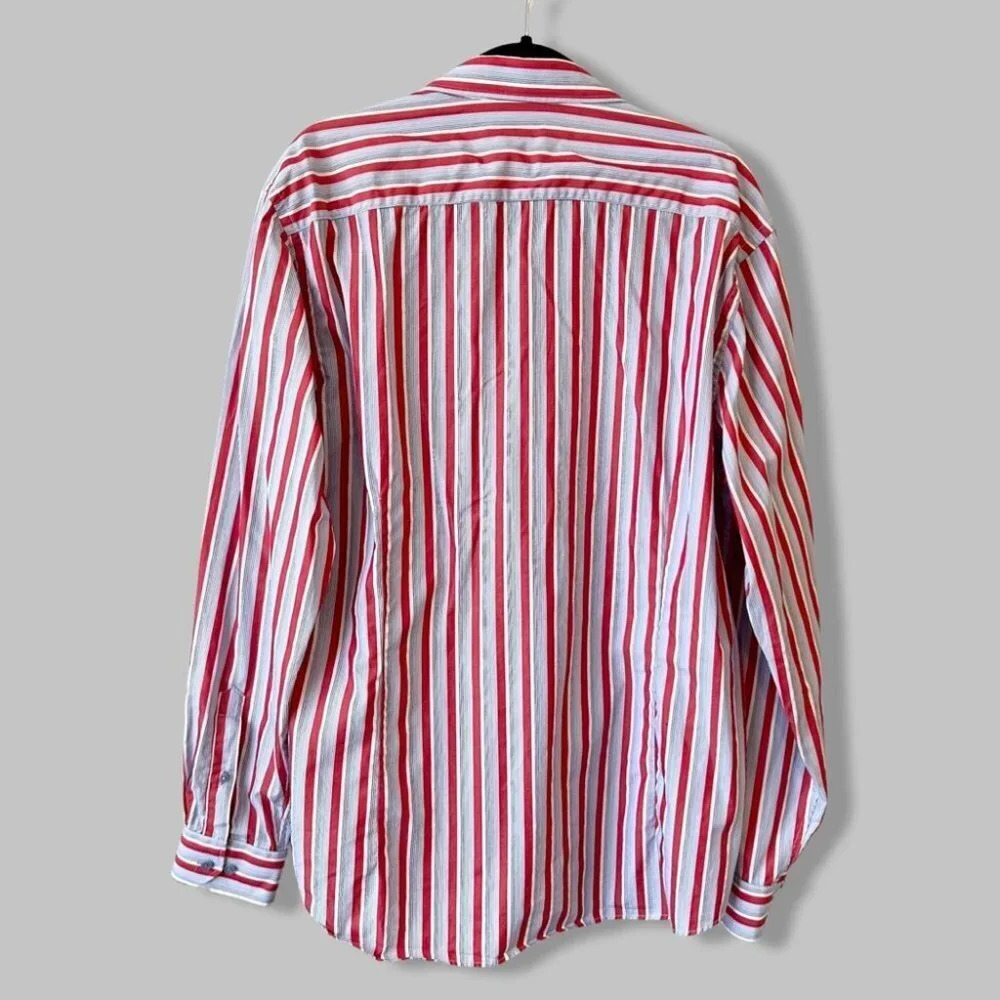 Report Collection Striped Pattern Paisley Pattern Cuffs Button Down Shirt - Picture 2 of 16